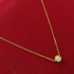 Cz Gold-Tone Minimalist Round Pendant