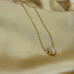 Cz Gold-Tone Minimalist Round Pendant