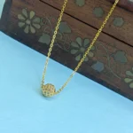 Cz Gold-Tone Minimalist Round Pendant