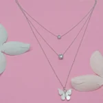 Triple Layer Silver Chain & Butterfly Charm