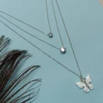 Triple Layer Silver Chain & Butterfly Charm