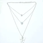 Triple Layer Silver Chain & Butterfly Charm