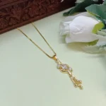 Curved AD Gold-Tone Drop Pendant