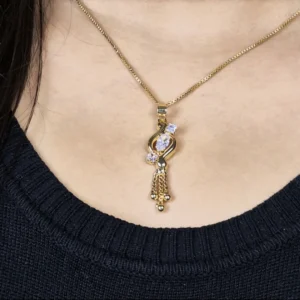 Curved AD Gold-Tone Drop Pendant