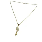 Curved AD Gold-Tone Drop Pendant