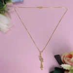 Curved AD Gold-Tone Drop Pendant