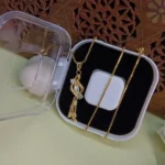 Curved AD Gold-Tone Drop Pendant