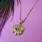Stylish AD Gold-Tone Floral Pendant