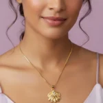 Stylish AD Gold-Tone Floral Pendant Stylish AD Gold-Tone Floral Pendant