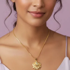 Stylish AD Gold-Tone Floral Pendant