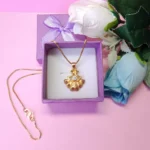 Delicate Cz Gold-Tone Floral Pendant