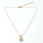 Minimal CZ Gold-Tone Floral & Heart Pendant