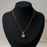 Minimal CZ Gold-Tone Floral & Heart Pendant