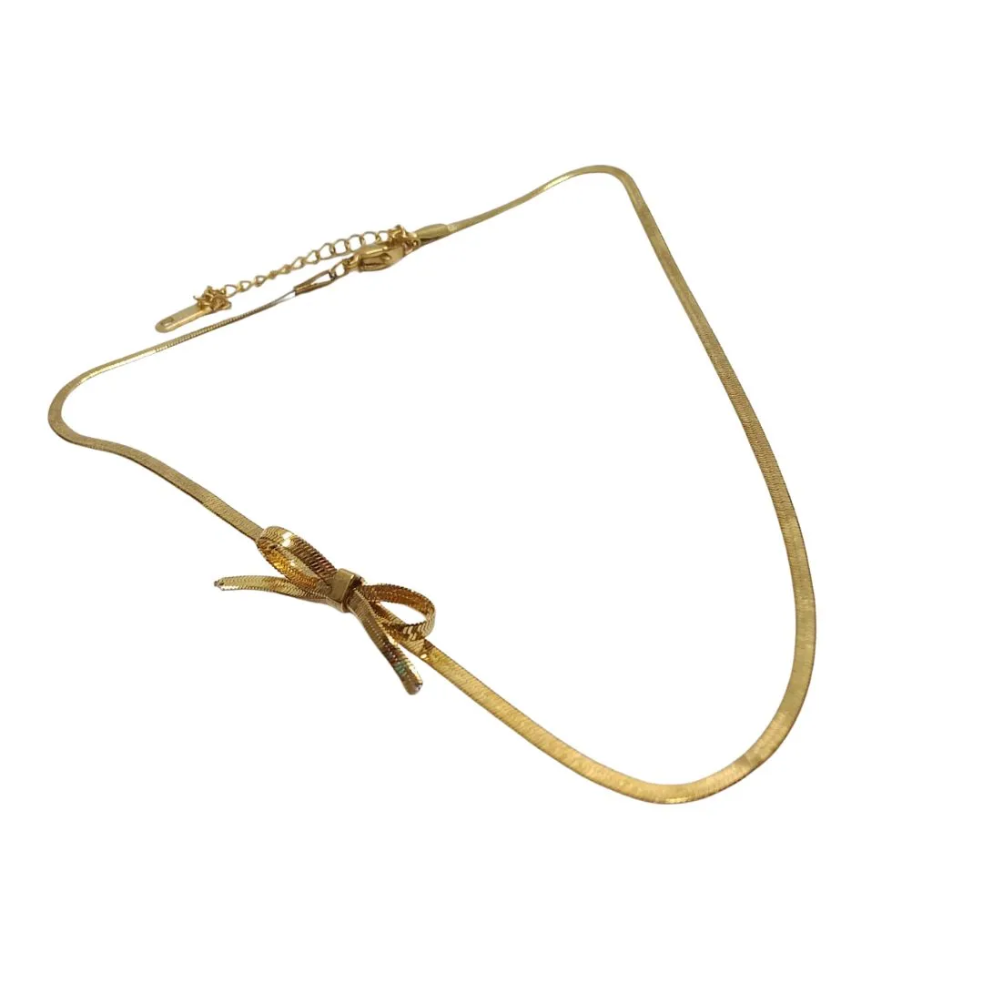 Minimal Gold-Tone Chain With Bow Accent