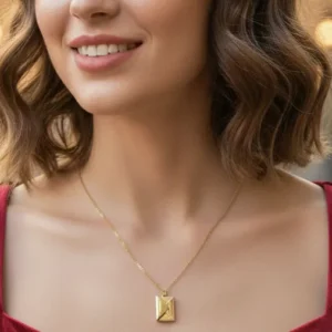 Graceful Gold-Tone Envelope Pendant