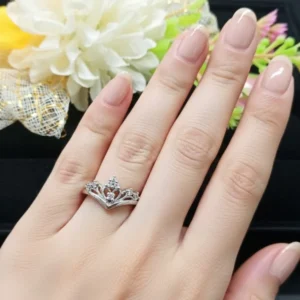Geometric Crown CZ Ring for Women