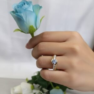 Gold-Tone AD Open Band Ring for Women