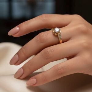 Elegant CZ Gold-Tone Crossover Ring