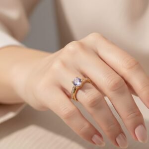 Graceful Cubic Zirconia Gold-Tone Ring
