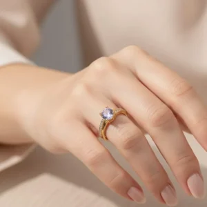 Graceful Cubic Zirconia Gold-Tone Ring
