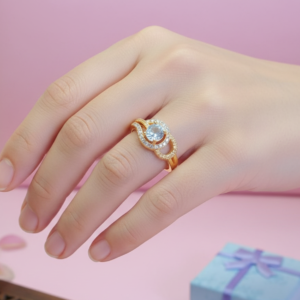 AD Gold-Tone Round-Shaped Ring