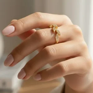 Dainty AD Leaf Ring for Women