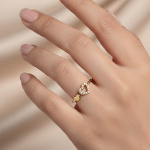 Graceful CZ Heart Ring for Women
