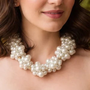 Jute Beaded Necklace With Pearl