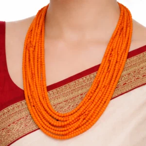 Orange Multi-Strand Beaded Necklace
