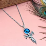 Statement Silver-Tone Blue Eye Pendant