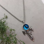 Statement Silver-Tone Blue Eye Pendant