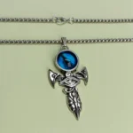 Statement Silver-Tone Blue Eye Pendant