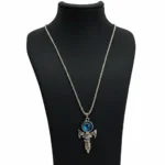 Statement Silver-Tone Blue Eye Pendant
