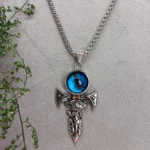 Statement Silver-Tone Blue Eye Pendant
