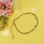 Gold-Tone Layered Chain Anklet for Women