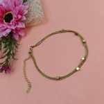 Gold-Tone Layered Chain Anklet for Women