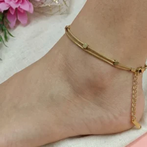 Gold-Tone Layered Chain Anklet for Women