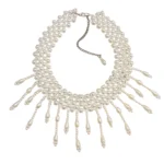Multi-Strand Pearl Collar Necklace for Women