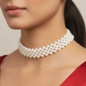 Handcrafted Layered Pearl Collar Necklace