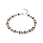 Elegant Black & White Beaded Anklet