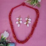 Handmade Red Jute Layered Necklace Set