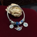 AD Silver Plated Evil Eye Charm Bracelet