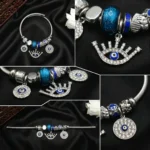AD Silver Plated Evil Eye Charm Bracelet