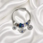 AD Silver Plated Evil Eye Charm Bracelet
