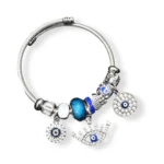 AD Silver Plated Evil Eye Charm Bracelet