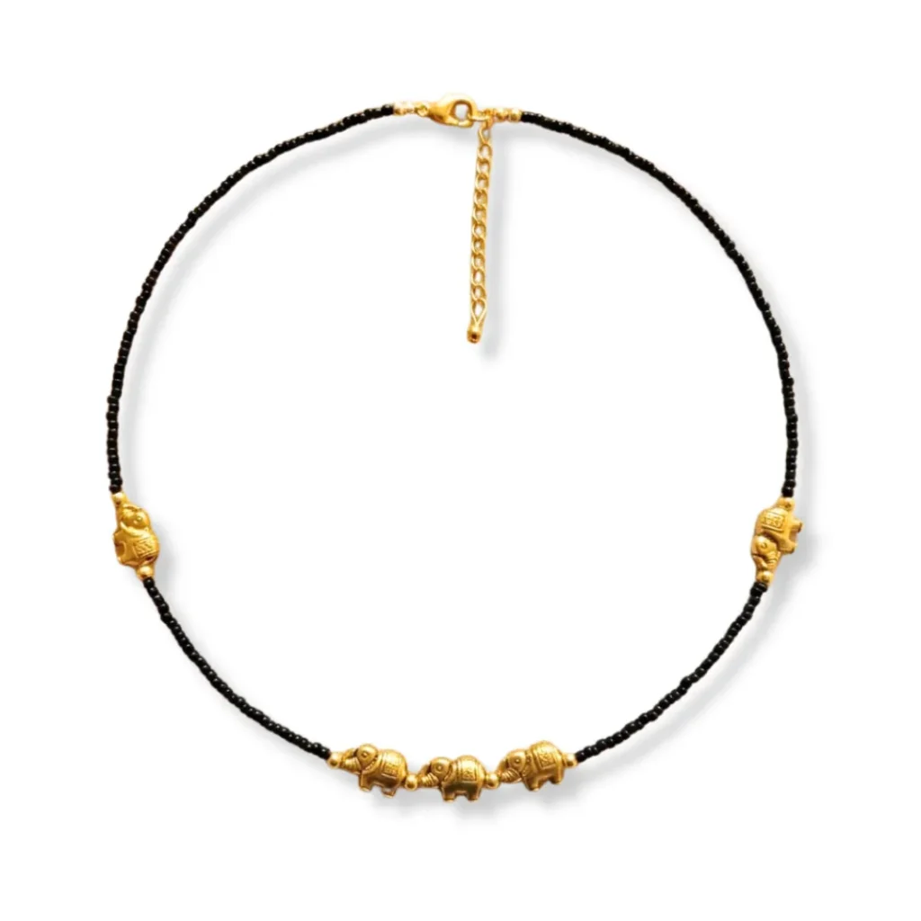 Adjustable Black Beaded Choker Necklace
