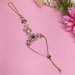 Pink Cubic Zirconia Floral Hand Harness Bracelet