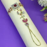 Pink Cubic Zirconia Floral Hand Harness Bracelet