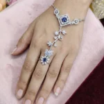 Blue AD Sapphire Floral Hand Harness Bracelet Blue AD Sapphire Floral Hand Harness Bracelet
