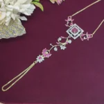 Pink Cubic Zirconia Floral Hand Harness Bracelet